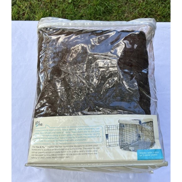 You & Me Dog Shelter Me Crate Cover Size Medium 30L x 19W x 21H In Brown Read - Picture 2 of 3